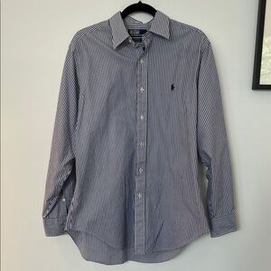 Polo by Ralph Lauren Navy and White Striped Button Down Shirt 16-34